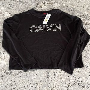 Calvin Klein Women’s Long Sleeve Cropped Tee - Black